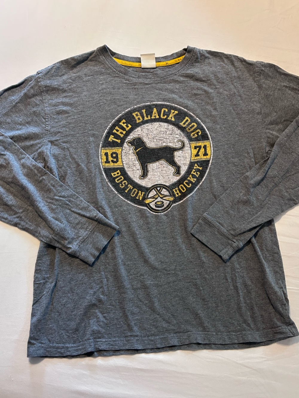The Black Dog Heather Gray Long Sleeve Tee with Yellow Accent Logo